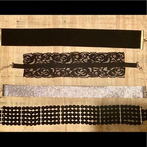 Set of 4 black chokers - Holiday Party Jewelry